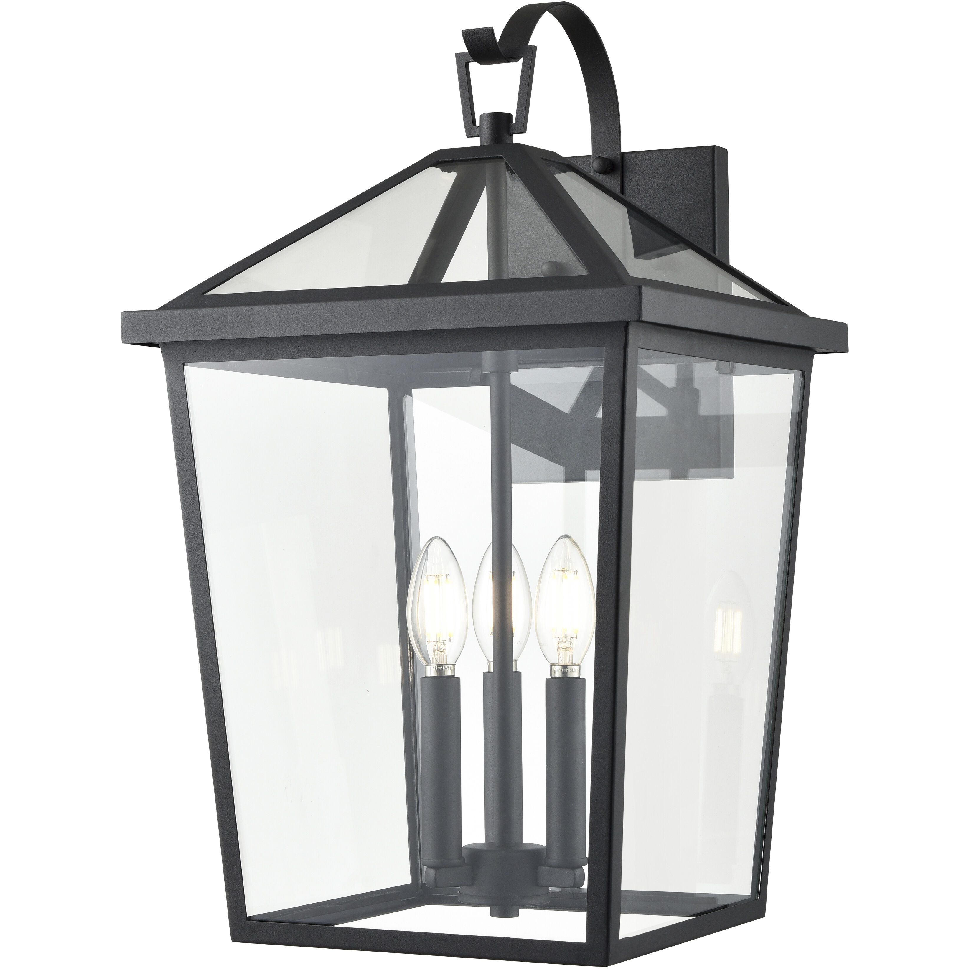 Mensun 3 Light 20.75 inch Textured Black Outdoor Wall Sconce